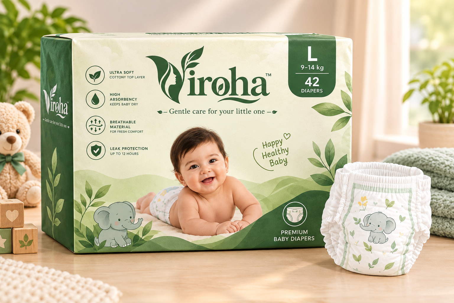 Viroha baby diapers, size L
