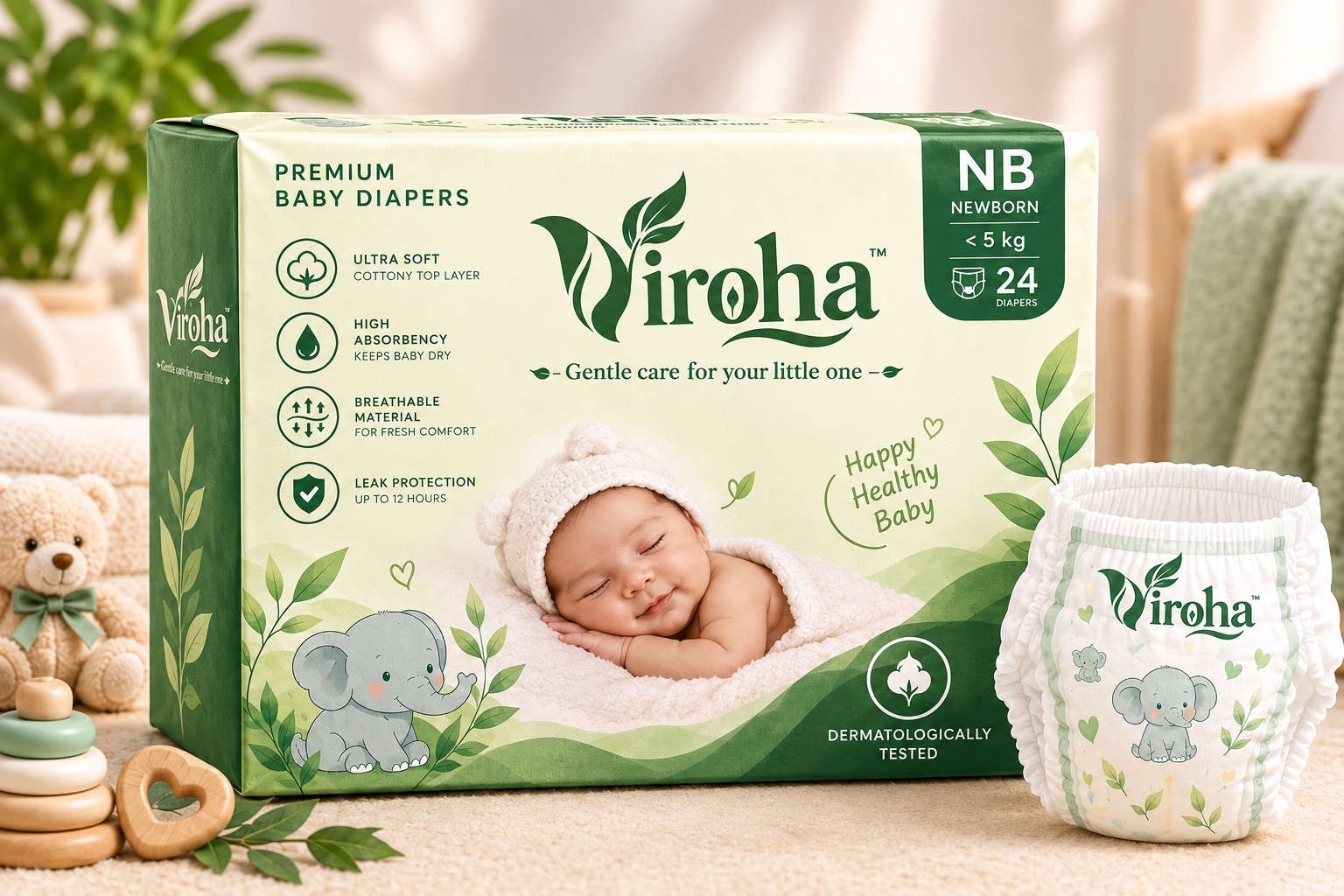 Viroha baby diapers, size NB