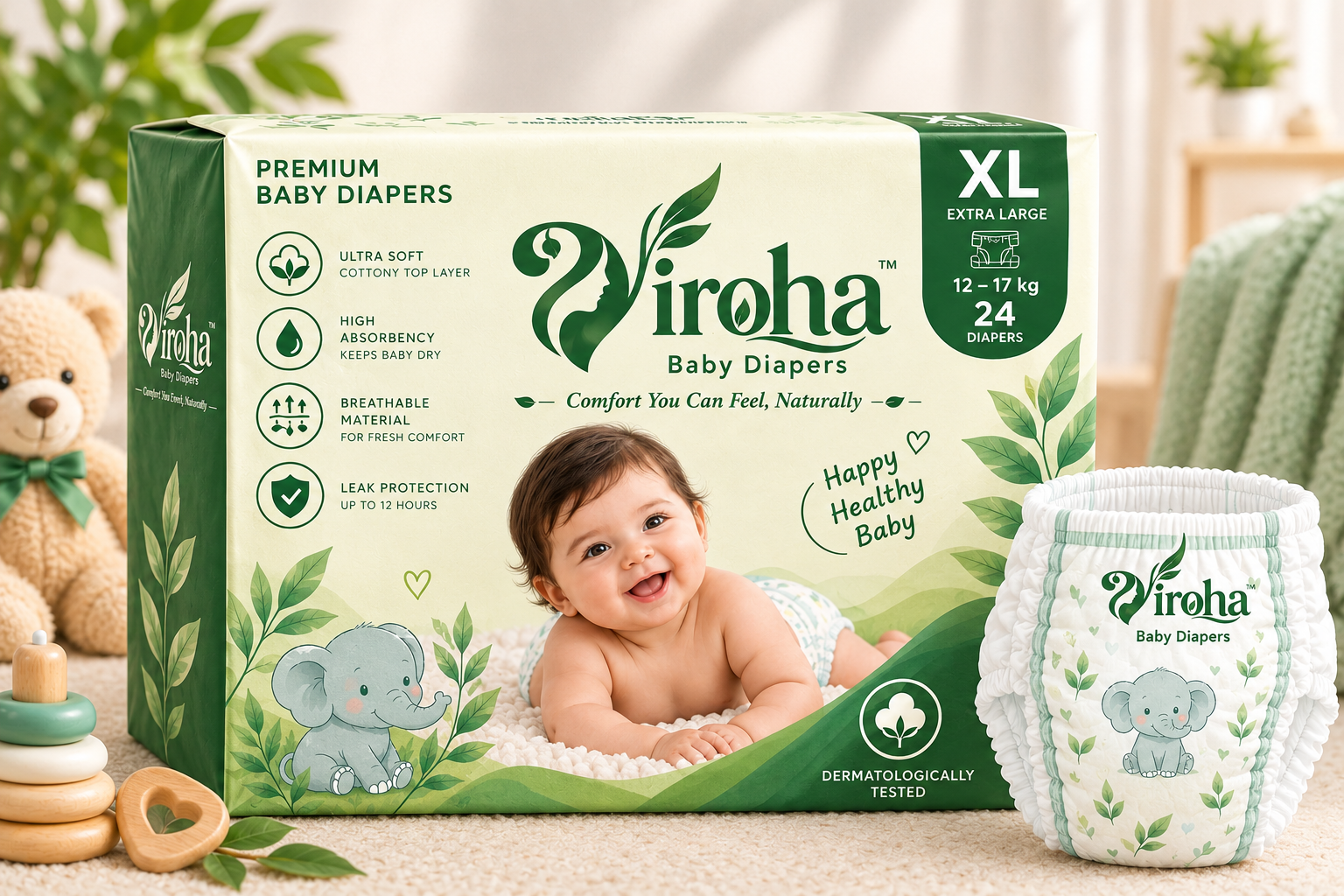 Viroha baby diapers, size XL